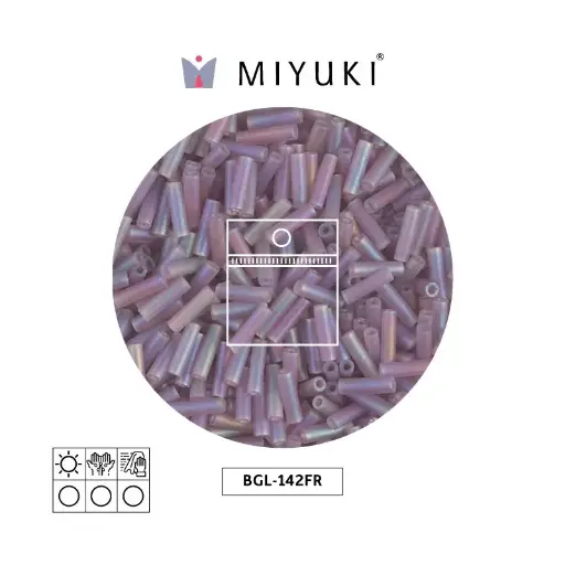 [06384] Miyuki bugle 6mm BGL0142FR matte transparent smoky amethyst AB x 25g