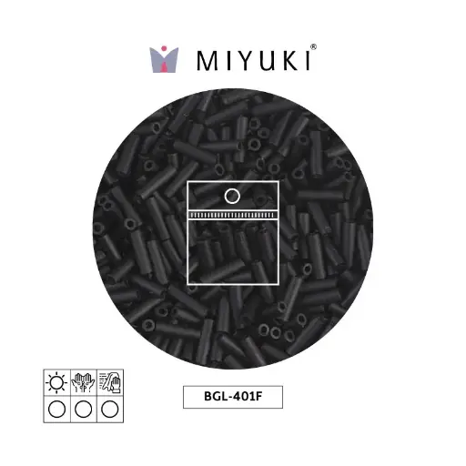 [02087] Miyuki bugle 6mm BGL0401F matte black x 25g