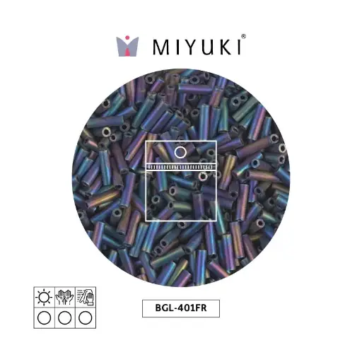 [16456] Miyuki bugle 6mm BGL0401FR matte black AB x 25g