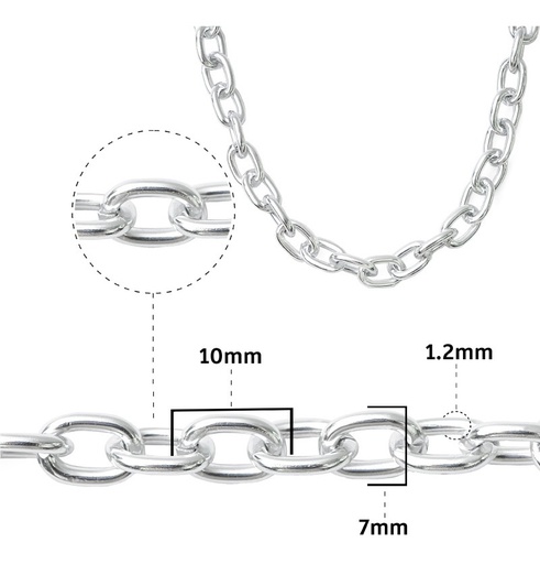 [10703] Cadena aluminio K1513 7x10mm K-15 x rollo 50m