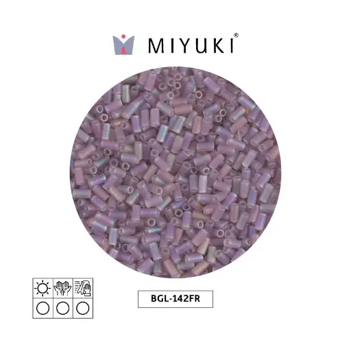 [17195] Miyuki bugle 6mm BGL0142FR matte transparent smoky amethyst AB x 250G