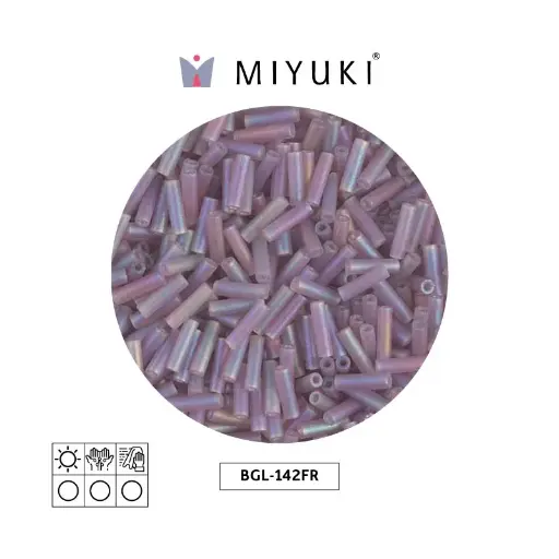 [17195] Miyuki bugle 6mm BGL0142FR matte transparent smoky amethyst AB x 250G