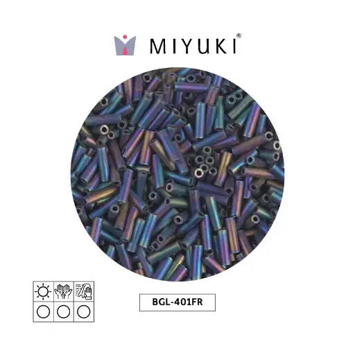 [18186] Miyuki bugle 6mm BGL0401FR matte black AB x 250G