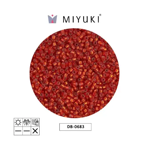 [28534] Miyuki delica 11/0 DB0683 frosted silver lined red orange x 50g