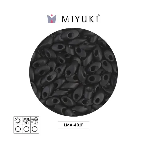 [32050] Miyuki long magatama 4x7mm LMA0401F opaque matte black x 250g