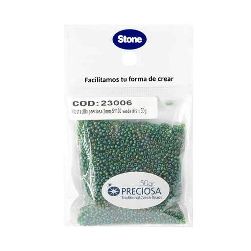 [23006] Mostacilla checa preciosa 2mm 51120 P verde iris x 50g