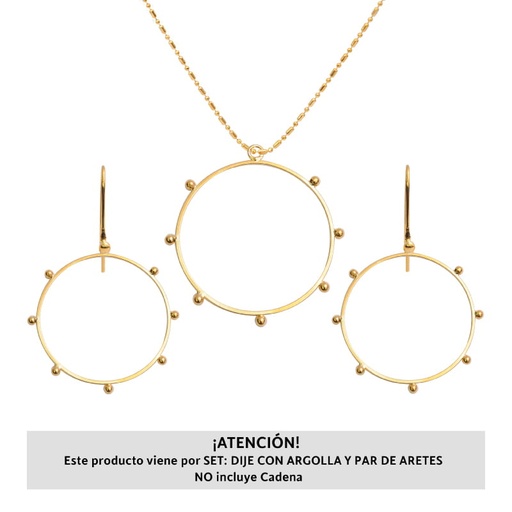 [30657] Marco Circulo Aretes y Dije 32mm/Golfi x Set