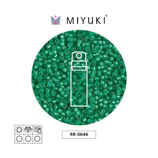 [23968] Mostacilla Miyuki rocalla 11/0 RR0646 dark mint green silver lined alabaster x 10g