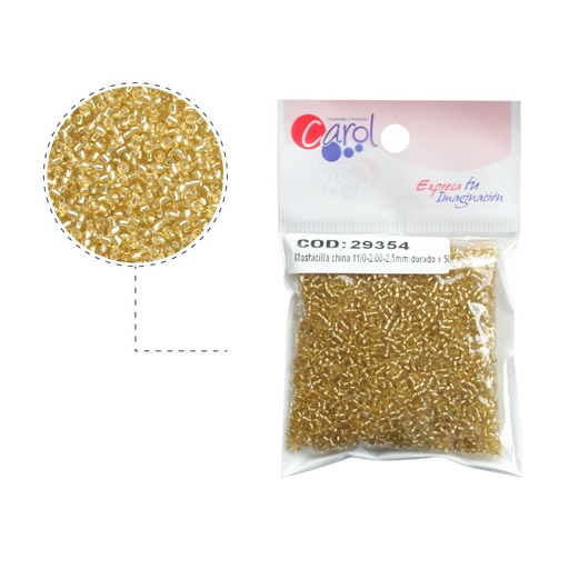 [29354] Mostacilla china 11/0-2.00-2.5mm dorado x 50g