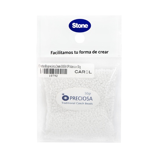 [18792] Mostacilla checa preciosa 2mm 03050 OP blanca x 50g