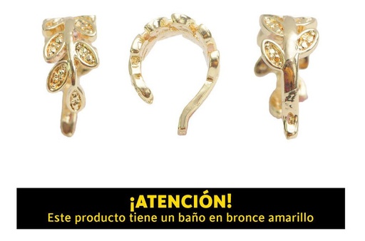 [21403] Ear cuff hojas bronce x und