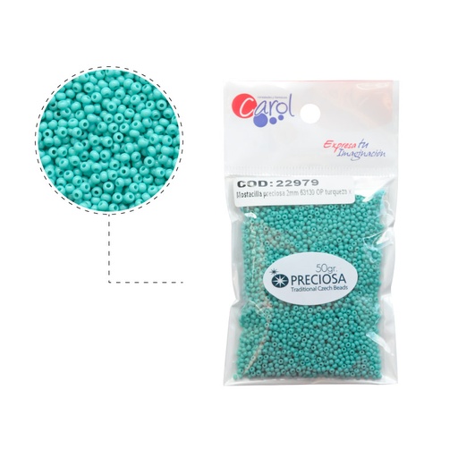 [22979] Mostacilla checa preciosa 2mm 63130 verde turqueza x 50g