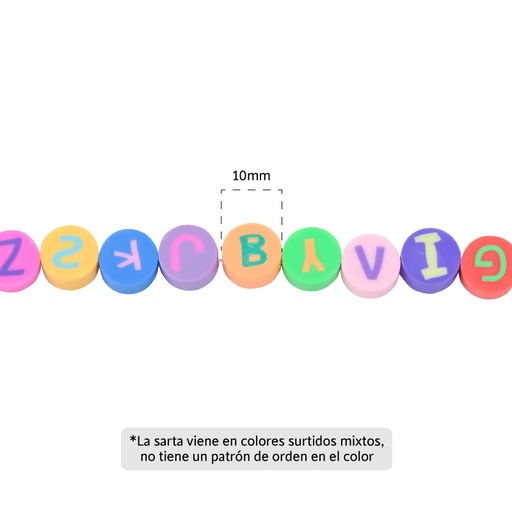 [23440] Sarta fimo redondo letras 10mm mix x 40unds