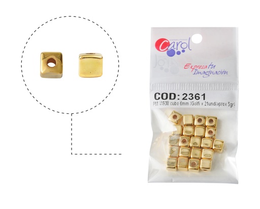 [02361] Plastimetal W938 cubo 6mm /Golfi x 21und(aprox 5gr)