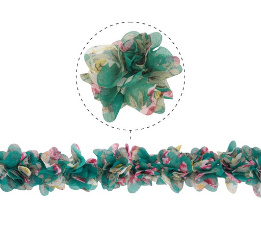 [11600] Flor organza 5cm verde x 1yd (26pcs x yd)