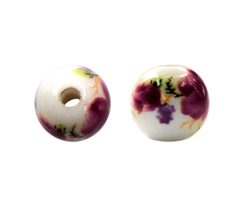 [27977] Ceramica redonda 8mm flor rosa x und