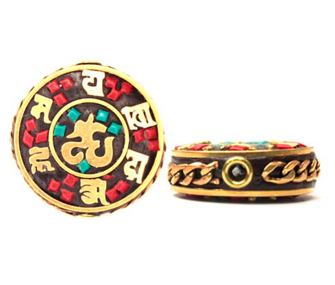 [28020] Nepalese bead redonda 30x8mm 7 simbolos x und