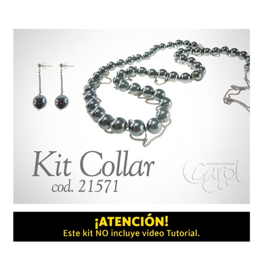 [21571] Kit collar cadena perla hematite