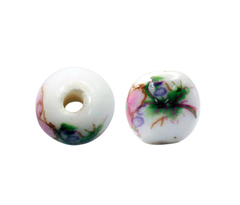 [27980] Ceramica redonda 8mm flor rosada x und