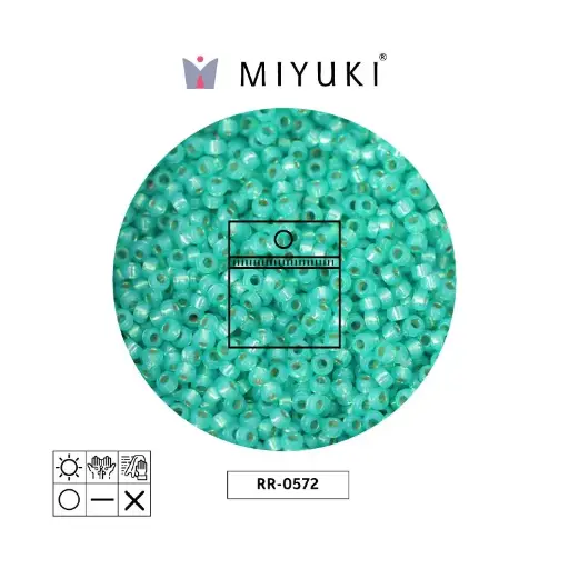 [09670] Mostacilla Miyuki rocalla 11/0 RR0572 aqua green silver lined alabaster x 25g