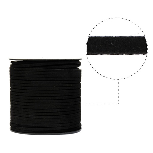 [04499] Cuero plano gamuzado 3mm #1090 negro x rollo de 100yd