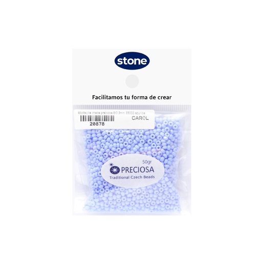 [20878] Mostacilla checa preciosa 8/0 3mm 33000 azul cielo x 50g