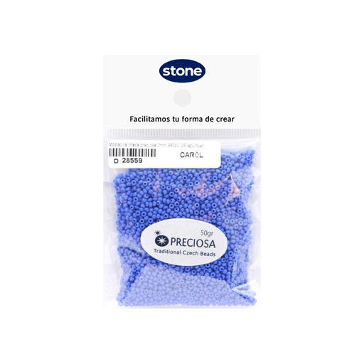 [28559] Mostacilla checa preciosa 2mm 33040 OP azul fuerte x 50g