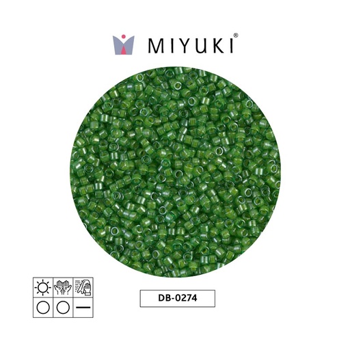 [27338] Miyuki delica 11/0 DB0274 lined pea green luster x 50g