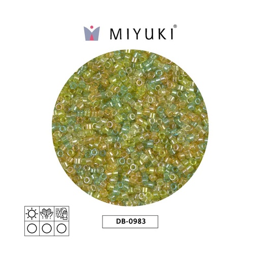 [28543] Miyuki delica 11/0 DB0983 saparkling lined lemon lime mix x 50g