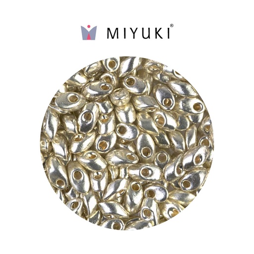 [28199] Miyuki long magatama 4x7mm LMA4201 galvanized silver x 250g