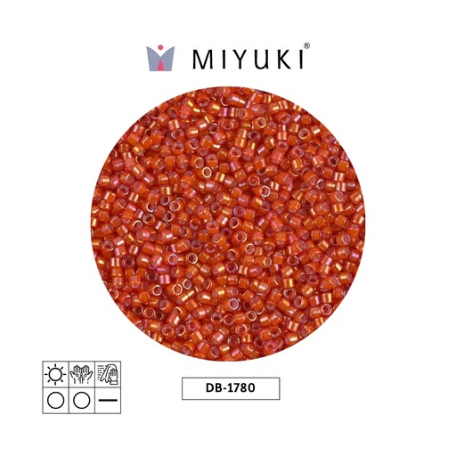 [27877] Miyuki delica 11/0 DB1780 white lined flame red AB x 50g