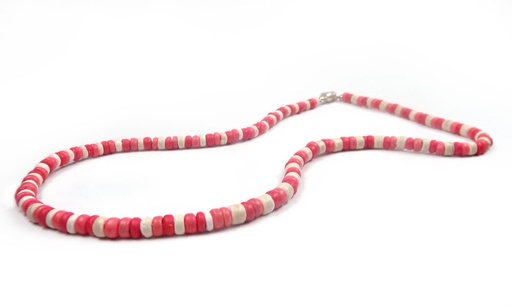 [20392] Collar coco con broche 4mm rojo-blanco