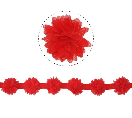 [22364] Flor organza 4-4.5cm N.1 rojo x 1yd (17pcs x yd)