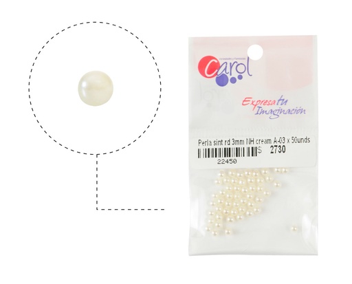 [22450] Perla sintetica redonda NH 3mm cream A-03 x 50unds